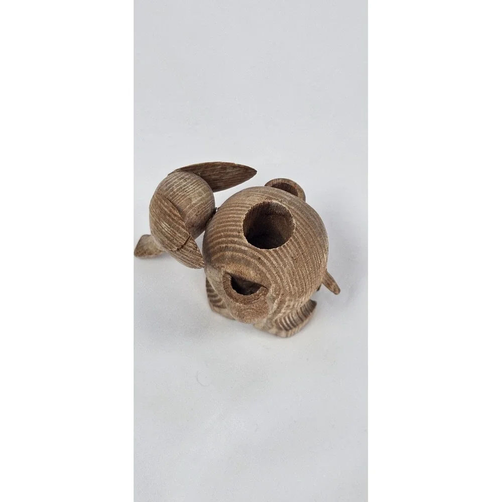 Wooden Elephant Figurine Toothpick Match Stick Holder Vintage Collectible‎